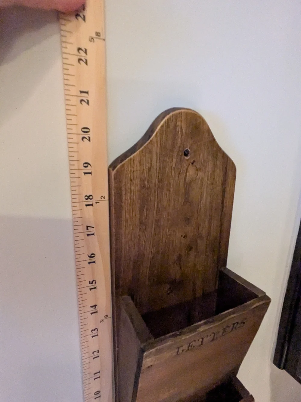 Vintage Rustic Wooden Hanging Wall Organizer Letters Mail & Bill Holder 20x6
